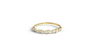 18K Gold Round Diamond Cluster <b>Wedding</b> Band Half Eternity Scattered <b>Bubble</b> Ring Dainty Stackable Rings Fine Jewelry For Women - Product Image 1
