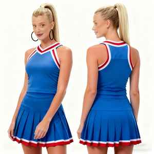 ชุดยูนิฟอร์มเชียร์ลีดเดอร์เด็กผู้หญิงแบบไม่มีแขนเสื้อ ดีไซน์ใหม่ตามสั่ง ขายส่ง พร้อมโลโก้พิมพ์ตามสั่ง - Product Image 1