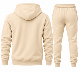 Ensemble jogging et sweat à capuche tie-dye beige pour homme en polaire, polyester/coton, avec logo personnalisé, tenue décontractée d'hiver - Product Image 3
