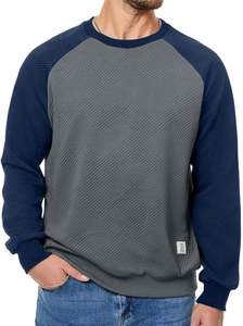 Sweat-shirt à col rond pour homme de haute qualité, patchwork, manches longues, texture géométrique, pull décontracté - Product Image 4