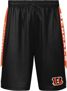 Pantalones Cortos Negros de Poliéster de los Cincinnati Bengals con Franjas Laterales Naranjas y Logotipo del Equipo, Ropa Deportiva Resistente - Product Image 2