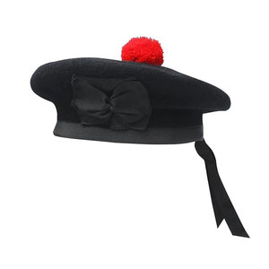 Gorro Balmoral Escocés Liso 2026 de Lana Negra, Gorra Balmoral, Gorra de Pípere, Gorra de Kilt, Venta al por Mayor - Product Image 2