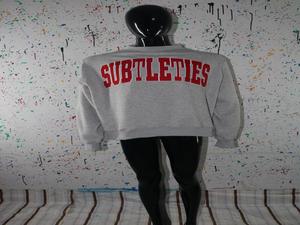 SUBTLETIES HEATHER GREY <b>Mock</b> <b>Neck</b> Sweatshirt 100% RED Applique Embroidery wide <b>neck</b> Sweatshirt Finer Threads - Product Image 3