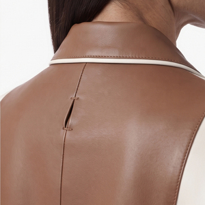 Women's High Fashion <b>Leather</b> <b>Blazer</b> Coat Female Long Sleeve <b>Leather</b> Ladies 100% PU <b>Leather</b> <b>Blazer</b> With Singlet Button - Product Image 5