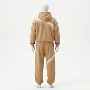 Ensemble de survêtement unisexe à capuche avec fermeture éclair, manches longues, couleurs contrastées, pantalon de jogging décontracté, vêtements d'automne, respirant, polyester et coton, pour adultes - Product Image 2