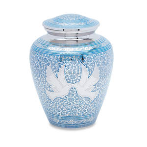 Urne funéraire commémorative en saphir bleu pour cendres métal laiton grande taille urnes humaines fournitures funéraires - Product Image 5