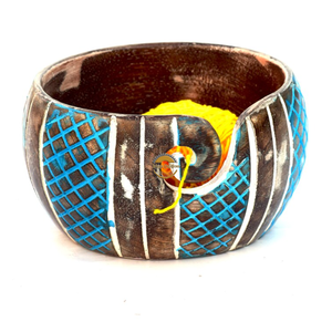 Cuenco de Hilo de Madera Estilo Antiguo, de Teca Pulida Jali, con Decoración Tallada Ovalada, Soporte para Regalos, Hogar, Cocina, Animal, de AYAANS - Product Image 4