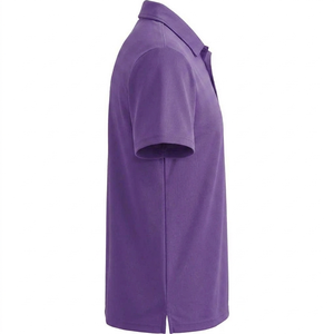 Polo de Manga Corta Morado para Hombre con Bolsillo en el Pecho, Color Sólido, Informal, Tejido Oxford, Corte Regular - Product Image 4