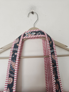 Casual Floral Print Cotton <b>Laptop</b> Tote <b>Bag</b> Ruffled Edges Striped Handles Shoulder <b>Carry</b> Quilted Rajasthan Daily Use Portable - Product Image 3