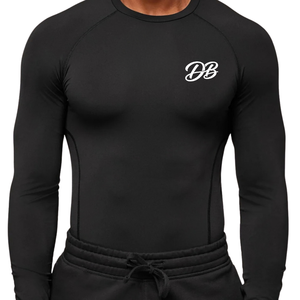Custom Men's Black <b>Long</b> <b>Sleeve</b> <b>Compression</b> <b>Shirt</b> Crewneck Fitted Gym Workout Training Top Athletic Sportswear Fitness Base Layer - Product Image 6