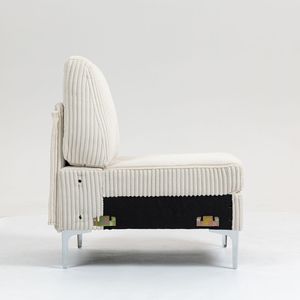 Poltrona Modulare Senza Braccioli in Velluto a Coste, Divano Sezionale con Cuscino, Sedia Singola per Soggiorno - Product Image 4