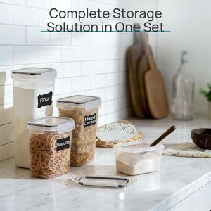 24-Piece BPA-Free <b>Plastic</b> <b>Kitchen</b> Canister Set for Cereal Flour Sugar & Dry Food Storage with 24 Labels - Product Image 5