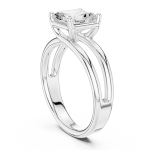 Anillo de diamante solitario de oro blanco de 14k con certificado GRA, diamante de corte Asscher brillante con engaste de puntas, joyería de diamante cultivado en laboratorio al precio más bajo. - Product Image 4