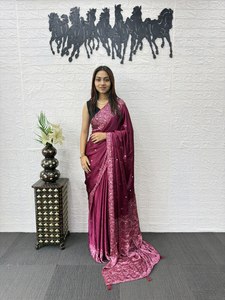 <b>Green</b> <b>Silk</b> Saree With Embroidery Traditional Women's Wear India Pakistan Wedding Engagement All Seasons - Product Image 4