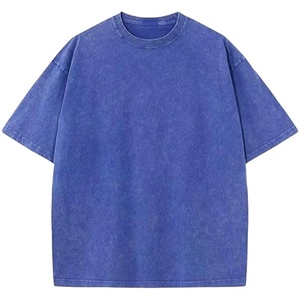 เสื้อยืดคอกลมแขนสั้นสำหรับผู้ชายเสื้อยืดสีพื้นโอเวอร์ไซส์สำหรับผู้ชายซักแบบย้อนยุคออกแบบได้ตามต้องการ - Product Image 6