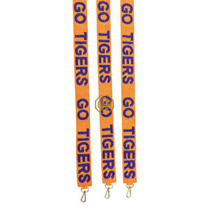 สายกระเป๋าสะพายข้างปักลายลูกปัดสีส้มม่วง Go Tigers พร้อมตัวล็อคทองคำ อุปกรณ์เสริมกระเป๋า ผู้ผลิต OEM - Product Image 3