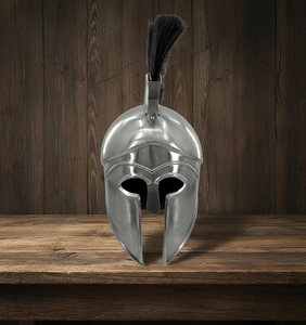 Casque corinthien spartiate en métal avec plume rouge, casque de guerrier antique, objet décoratif historique de collection - Product Image 4