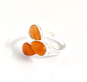 Classic Three Carnelian Gemstone <b>925</b> <b>Silver</b> <b>Ring</b> - Smooth Fit Band Jewelry For Daily & Any Occasion Wear - Product Image 2