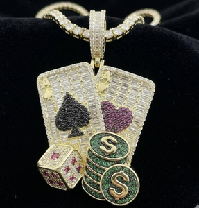 Collar con Colgante de As de Póker Chapado en Oro de 14K, Joyería con Dije de Dado y Moneda con Micro Pavé de Circonitas para Hombre, Aniversario - Product Image 1