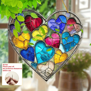 CIFbuy Decorazione a Forma di Cuore Arcobaleno in Cristallo Acrilico, Acchiappasole Colorato da Appendere alla Finestra per San Valentino e Decorazione Primaverile del Giardino - Product Image 1