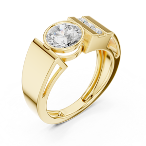 Yellow Gold Diamond <b>Ring</b> <b>Dome</b> Wedding Band Polished Engagement <b>Ring</b> Classic Jewelry for Men and Women - Product Image 4