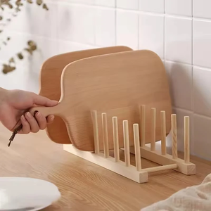 Support à assiettes en bois, étagère de rangement pour comptoir de cuisine, support de rangement pour assiettes à thé en bois, tailles personnalisables - Product Image 1