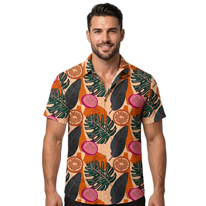 Camisa Hawaiana con Estampado de Frutas Tropicales para Hombre, 100% Algodón, Transpirable, Ligera, para Vacaciones de Verano en la Playa, Estilo Aloha, Casual, con Botones - Product Image 1