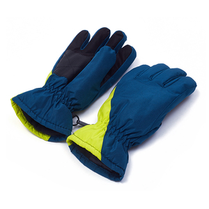 Ski <b>Gloves</b> Full Finger Blue Lime Green Polyester <b>Thermal</b> Insulated Drawstring Closure Unisex Winter Outdoor Activity - Product Image 1