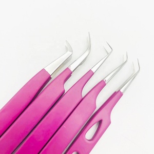 Ensemble de pinces à épiler en acier inoxydable violet de haute qualité en gros avec logo personnalisé durable pour l'extension de cils Type de pointe pointue - Product Image 5