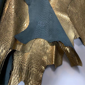 Cuir pleine fleur fabriqué en Italie, peau exotique, 1,2 mm, peau de serpent dorée, peau de mouton, peau de serpent camouflage, cuir de chèvre pull-up - Product Image 2