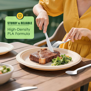 Fourchettes, couteaux et cuillères jetables écologiques biodégradables pour les fêtes - PLA 100% compostable, recyclable, sans danger pour les aliments - Product Image 3