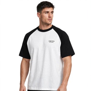 Camiseta de manga raglán con bloques de color en blanco y negro para hombre de Oneten Apparel - Product Image 5