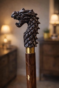Bastón de Bronce Hecho a Mano con Cabeza de Serpiente, Obra de Arte Coleccionable, Decoración Tallada con Temática Animal - Product Image 2