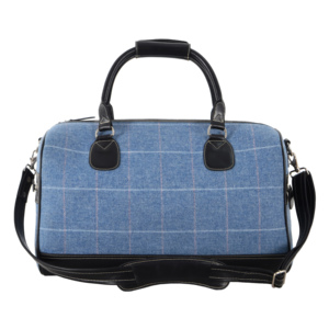 Sac de voyage week-end en laine tweed de luxe et cuir véritable, style vintage à carreaux, sac de sport et de gym pour homme et femme - Product Image 1