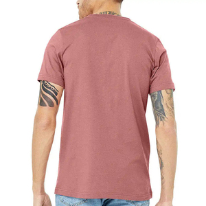 Camiseta de algodón jersey para hombre, color rosa sólido, cuello en V, manga corta, corte regular, estilo casual, disponible para la venta. - Product Image 3