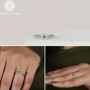 Charm Jewells Cushion Cut Moissanite IGI Certified Engagement <b>Ring</b> 18K Gold Plated Prong Setting Women's Classic Wedding Band 3 - Product Image 2