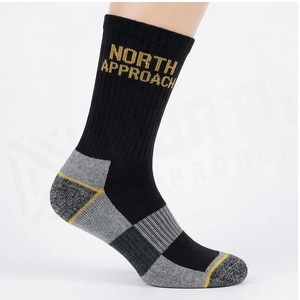 North Approach Crew <b>Socks</b> <b>Black</b> Gold Logo Hiking Outdoor Breathable Adults Autumn - Product Image 3