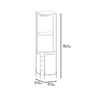 Mobile Bar angolare a due porte Bosnia con cinque portabottiglie da incasso quattro ripiani interni due unità di stoccaggio indipendenti a porta singola - Product Image 4