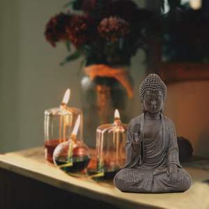 Estatua de Buda Art Deco de Resina de Alta Calidad para Decoración del Hogar, Meditación, Decoración Zen, Marrón, 7 Pulgadas, Regalo de Cumpleaños - Product Image 2