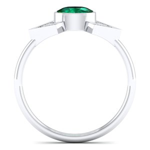REYES New Design 14K Solid White Gold Oval Cut 0.5Ct Emerald Gemstone <b>Solitaire</b> <b>Rings</b> For Women GRA Certified Moissanite Jewelry - Product Image 4