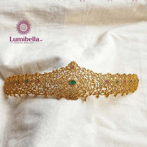 Antique Gold Plated 24K Ruby Bridal Jewelry Set for South Indian Wedding - Product Image 4