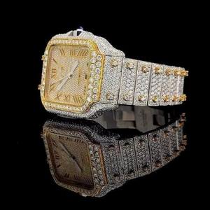 Montre mécanique de luxe en moissanite avec testeur de diamants, montre pour homme en acier inoxydable sertie de diamants VVS, montre de rappeur - Product Image 1