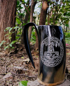 Chope à bière en corne de buffle Viking haut de gamme, sculptée à la main, artisanale, naturelle, personnalisable, article cadeau - Product Image 4