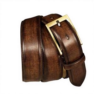 Ceinture en cuir véritable faite à la main pour homme, style vintage, boucle en acier, imperméable, légère, longueur 140 cm, largeur 3,8 cm - Product Image 2