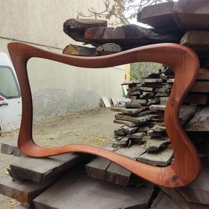 Miroir mural rond en bois fait main, respectueux de l'environnement, avec cadre, taille personnalisable, décoration moderne pour la maison - Product Image 3