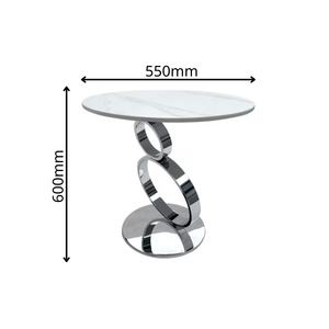 Elegant Round Marble Top <b>Side</b> <b>Table</b> with Stainless Steel Ring Base Modern <b>Chrome</b> End <b>Table</b> for Living Room Hotel Furniture - Product Image 6