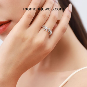 แหวนเงินแท้ 925 ลายดอกไม้สำหรับผู้หญิง แหวนดีไซน์หรูหรา แหวนเงินแท้หนา - Product Image 2