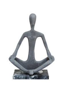 ประติมากรรมอะลูมิเนียมรูปท่าโยคะเซนสมัยใหม่ - รูปปั้นมนุษย์นั่งสมาธิแบบนามธรรมพร้อมฐานหินอ่อนสำหรับตกแต่งบ้านหรือสำนักงานสไตล์มินิมอล - Product Image 3