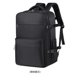 Valise de voyage extensible approuvée par les compagnies aériennes, en nylon noir mat de qualité supérieure, avec fermeture éclair, pour ordinateur portable de 17 pouces, unisexe - Product Image 1
