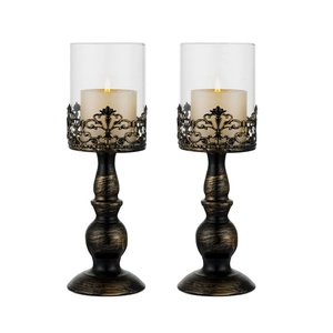 Modern Metal Frame Glass <b>Hurricane</b> <b>Candle</b> Holder Decorative Lantern for Table Centerpiece Home Decor - Product Image 2